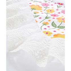 Babyhug Cotton Knit Full Sleeves Sweatshirt with Floral Print & Frill Detailing - White