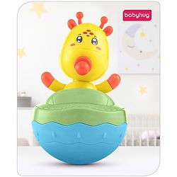 Babyhug Giraffe on Boat Roly Poly Toy |Push and Shake| Attachable Face with Rocking Base|Wobbling Bell Sounds For 6 Months+|  Child Safe Material| Gifting Toy| BIS Certified