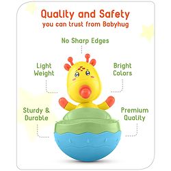 Babyhug Giraffe on Boat Roly Poly Toy |Push and Shake| Attachable Face with Rocking Base|Wobbling Bell Sounds For 6 Months+|  Child Safe Material| Gifting Toy| BIS Certified