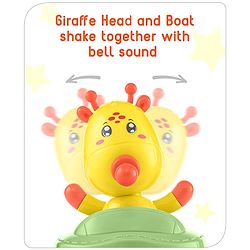 Babyhug Giraffe on Boat Roly Poly Toy |Push and Shake| Attachable Face with Rocking Base|Wobbling Bell Sounds For 6 Months+|  Child Safe Material| Gifting Toy| BIS Certified