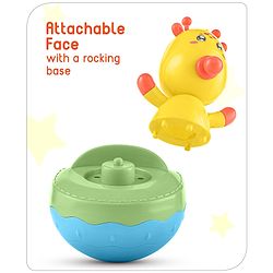 Babyhug Giraffe on Boat Roly Poly Toy |Push and Shake| Attachable Face with Rocking Base|Wobbling Bell Sounds For 6 Months+|  Child Safe Material| Gifting Toy| BIS Certified