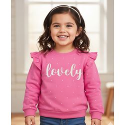 Babyhug Cotton Knit Full Sleeves Sweatshirt With Polka Dot Print - Pink