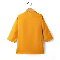 Babyhug Woven Full Sleeves Kurta Pajama With Printed Jacket - Mustard