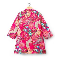 Babyhug 100% Cotton Woven Full Sleeves Floral Printed Kurta & Dhoti Set - Fuchsia & Green