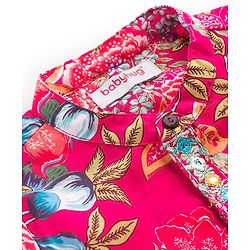 Babyhug 100% Cotton Woven Full Sleeves Floral Printed Kurta & Dhoti Set - Fuchsia & Green