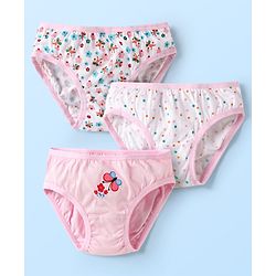 Babyhug 100% Cotton Floral Butterfly & Polka Dots Printed Panties Pack Of 3 - Multi Colour