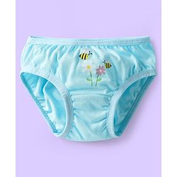 Babyhug 100% Cotton Knit Panties With Heart & Rainbow Print Pack of 3 - Pink Light Blue & White