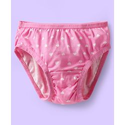 Babyhug 100% Cotton Knit Panties With Heart & Rainbow Print Pack of 3 - Pink Light Blue & White