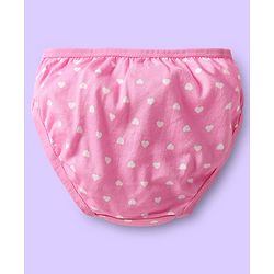 Babyhug 100% Cotton Knit Panties With Heart & Rainbow Print Pack of 3 - Pink Light Blue & White