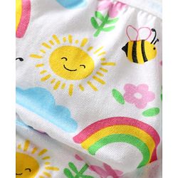 Babyhug 100% Cotton Knit Panties With Heart & Rainbow Print Pack of 3 - Pink Light Blue & White