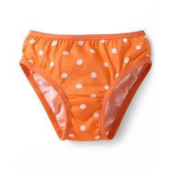 Babyhug 100% Cotton Knit Antibacterial Panties With Polka Dot & Tropical Theme Print Pack Of 3 - Orange Light Blue & Pink