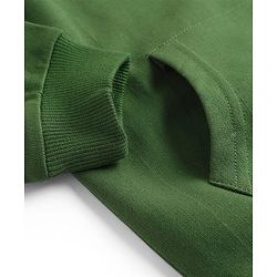 Babyhug Cotton Knit Full Sleeves Sweatshirt with Kangaroo Pockets Text Print & Animal Graphics - Green