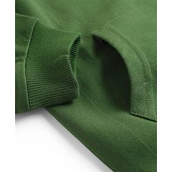 Babyhug Cotton Knit Full Sleeves Sweatshirt with Kangaroo Pockets Text Print & Animal Graphics - Green