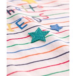 Babyhug Single Jersey Knit Half Sleeves Striped T-Shirt & Shorts Set with Animal Print - Red