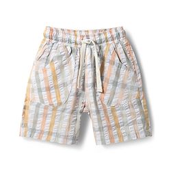 Babyhug 100% Cotton Woven Half Sleeves Mandarin Collar Bear Printed Shirt & Shorts Set With Checks - Peach
