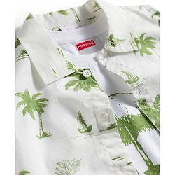 Babyhug Poplin Woven Half Sleeves Beach Theme Printed Shirt & Shorts Set with Inner Tee - Green & White