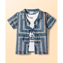 Babyhug Woven Half Sleeves Printed Shirt & Shorts With Inner Tee - Multicolor