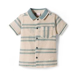 Babyhug Woven Half Sleeves Striped Shirt & Shorts Set with Inner Tee - Multicolor