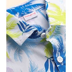 Babyhug Twill 100% Cotton Woven Half Sleeves Shirt & Shorts Co-Ord Set With Tropical Print - White
