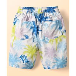 Babyhug Twill 100% Cotton Woven Half Sleeves Shirt & Shorts Co-Ord Set With Tropical Print - White