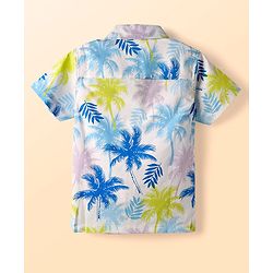 Babyhug Twill 100% Cotton Woven Half Sleeves Shirt & Shorts Co-Ord Set With Tropical Print - White