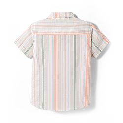 Babyhug Cotton Woven Half Sleeves Striped Shirt & Shorts Set - Green