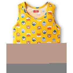 Babyhug 100% Cotton Knit Sleeveless Sando & Shorts Set with Animal Print- Yellow & Blue