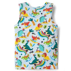 Babyhug 100% Cotton Sleeveless Vest With Dino Print & Shorts With Text Print -Multicolour