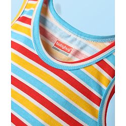 Babyhug 100% Cotton Sleeveless Striped Vests & Shorts With Text Print - Red & Yellow