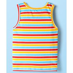 Babyhug 100% Cotton Sleeveless Striped Vests & Shorts With Text Print - Red & Yellow