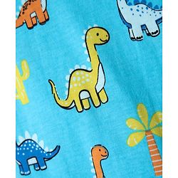 Babyhug 100% cotton Sleeveless Vests With Dino Print & Text Printed Shorts - Light Blue & Orange