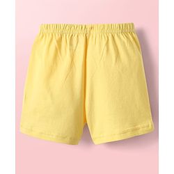 Babyhug 100% Cotton Knit Sleeveless Striped Sando & Shorts Set With Super Boy Print - Yellow