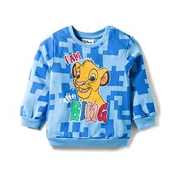 Babyhug Disney Terry Knit Full Sleeves Pullover Sweatshirt with Simba Graphics - Blue