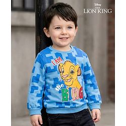 Babyhug Disney Terry Knit Full Sleeves Pullover Sweatshirt with Simba Graphics - Blue