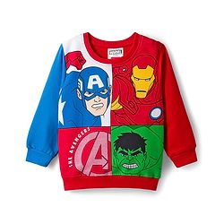 Babyhug Disney Terry Knit Drop Shoulder Full Sleeves Sweatshirt With Avengers Graphics - Red