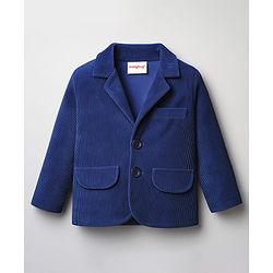 Babyhug Woven Full Sleeves Solid Party Blazer - Navy Blue