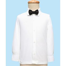 Babyhug Knitted Full Sleeves Textured Party Suit with Waistcoat Shirt Pant & Bow - Black & White