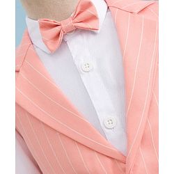 Babyhug Woven Full Sleeves Striped Three Piece Party Suit with Bow - Peach