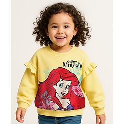 Babyhug Disney Terry Knit Drop Shoulder Full Sleeves Sweatshirt With Ariel Graphics - Yellow