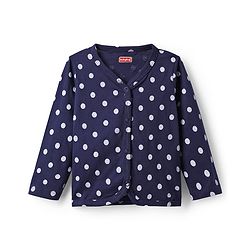 Babyhug Single Jersey Knit Full Sleeves Co-ords  Top & Lounge Pant  Set with Polka Dot Print - Navy Blue