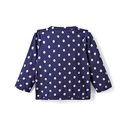 Babyhug Single Jersey Knit Full Sleeves Co-ords  Top & Lounge Pant  Set with Polka Dot Print - Navy Blue