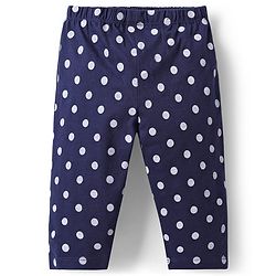Babyhug Single Jersey Knit Full Sleeves Co-ords  Top & Lounge Pant  Set with Polka Dot Print - Navy Blue