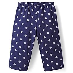 Babyhug Single Jersey Knit Full Sleeves Co-ords  Top & Lounge Pant  Set with Polka Dot Print - Navy Blue