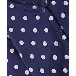 Babyhug Single Jersey Knit Full Sleeves Co-ords  Top & Lounge Pant  Set with Polka Dot Print - Navy Blue