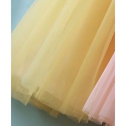 Babyhug Woven Frill Sleeves Mesh Party Dress with Booties Bow Applique & Sequin Detailing - Yellow