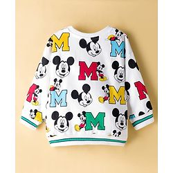 Babyhug Disney Terry Knit Drop Shoulder Full Sleeves Sweatshirts with Mickey and Friends Graphic Pack of 2 - Green & White
