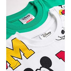 Babyhug Disney Terry Knit Drop Shoulder Full Sleeves Sweatshirts with Mickey and Friends Graphic Pack of 2 - Green & White