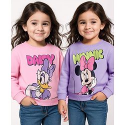 Cute Walk by Babyhug Disney Minnie Mouse & Daisy Printed Flip Flops with Back Strap - Purple main image 1