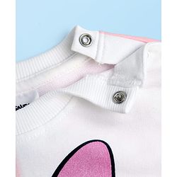 Babyhug Disney Terry Knit Full Drop Shoulder Sleeves Sweatshirt With Minnie Mouse Graphics - Multicolor