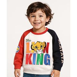 Babyhug Disney Terry Knit Full Raglan Sleeves Sweatshirt With Lion King Graphics - Multicolor